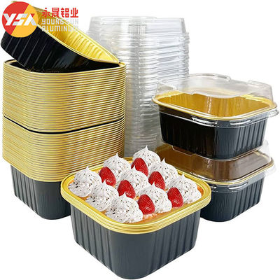 Square Black Smooth Foil Baking Pans​ Mini Disposable Cupcake Take-out Pan